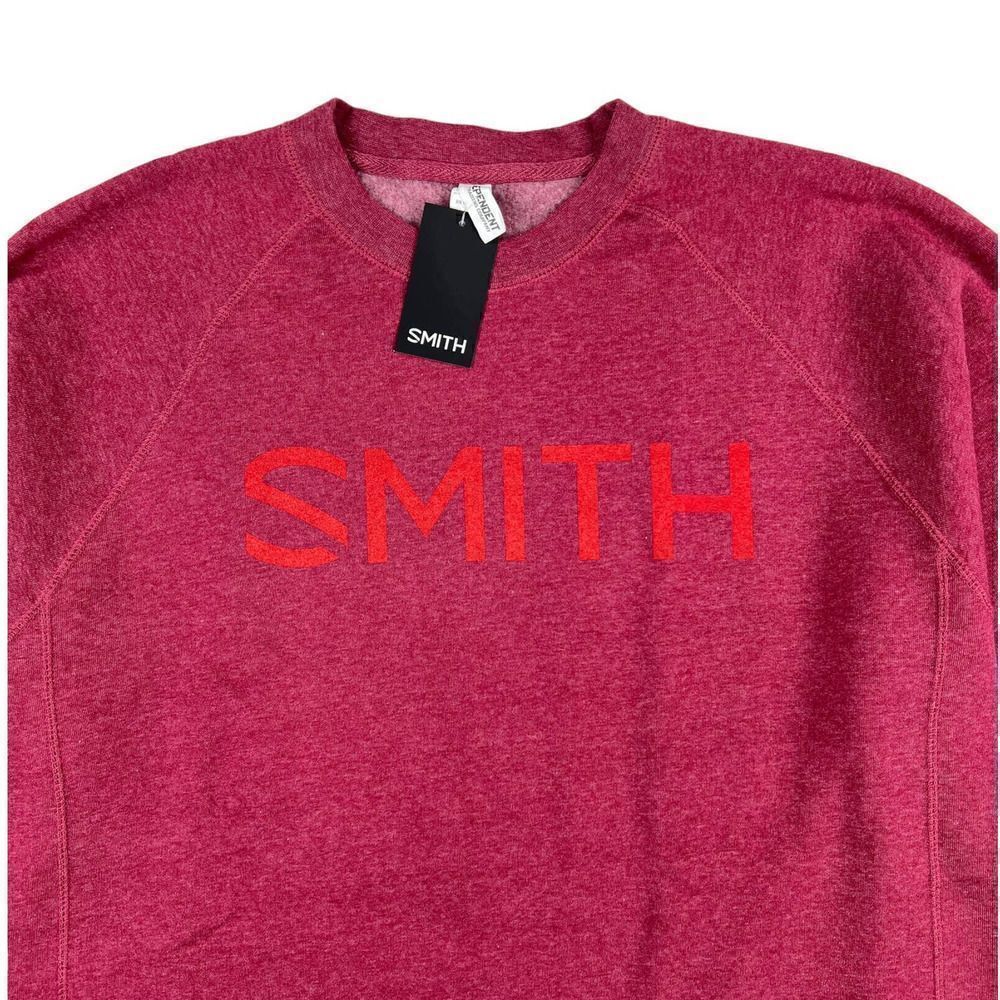 NWT Smith Men Red Sweatshirt Fleece Pullover US XXL Essential Crew Independent - Picture 5 of 7